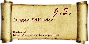 Junger Sándor névjegykártya